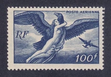 France C20 MNH OG 1947 100fr Dark Blue Zeus Carrying Hebe Airmail Issue VF