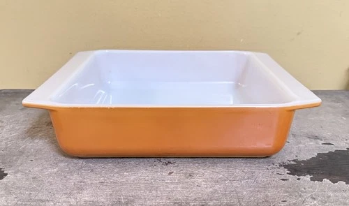 VTG Pyrex Orange 922 Square Glass Baking Dish Pan 8x8x2" USA