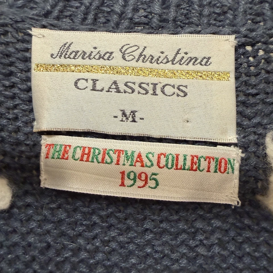 Chaleco Suéter Vintage Marisa Christina Mujer Mediano Muñeco de Nieve Navidad Tejido 1995 Foto 4 de 4
