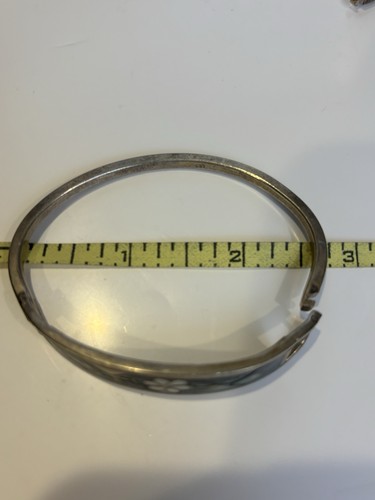 Vintage 3PZ Cerniere Braccialetto INTARSIO Cerniere BRACCIALI Alpaca Argento Messico - Foto 4 di 11
