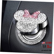 Car Cute Push to Start Button Cover Accessories, Pink Bling Crystal Car Silver