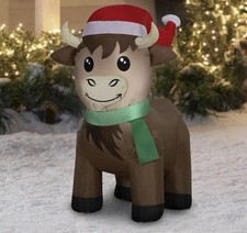 Highlander Scottish Cow Holiday Time 3.5ft Christmas Airblown Inflatable NEW