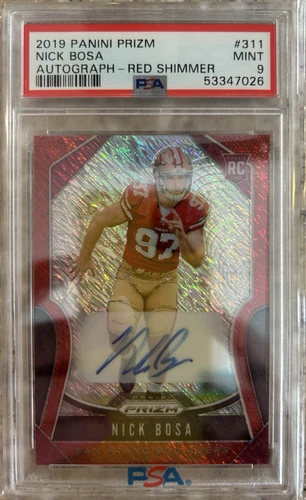 NICK BOSA 2019 Panini Prizm AUTO RED SHIMMER PRIZM /25 PSA 9 Rookie Card #311 
