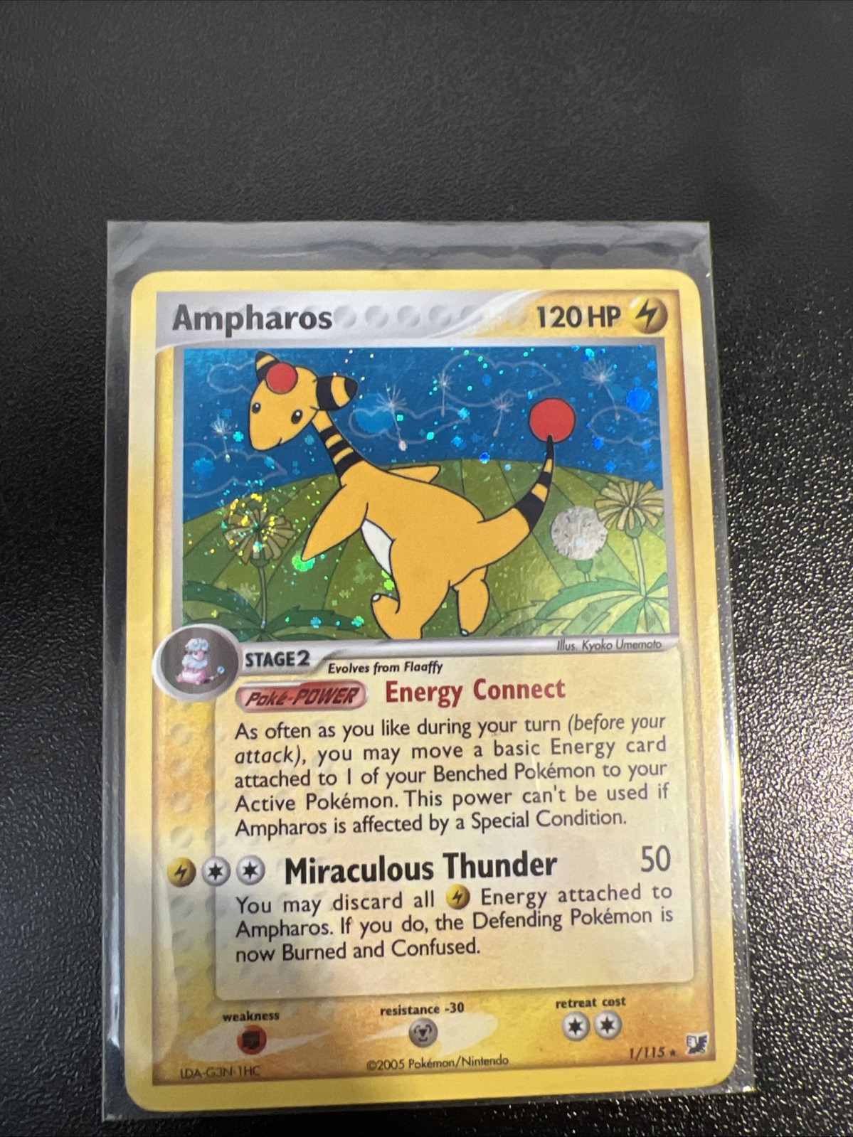 Pokemon TCG Ampharos Holo Unseen Forces 1/115 SWIRL!