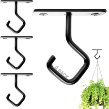 Ceiling Hooks for Hanging Plants: Iron Plant Hanger for Wall Mount - 4 Pack/2.5