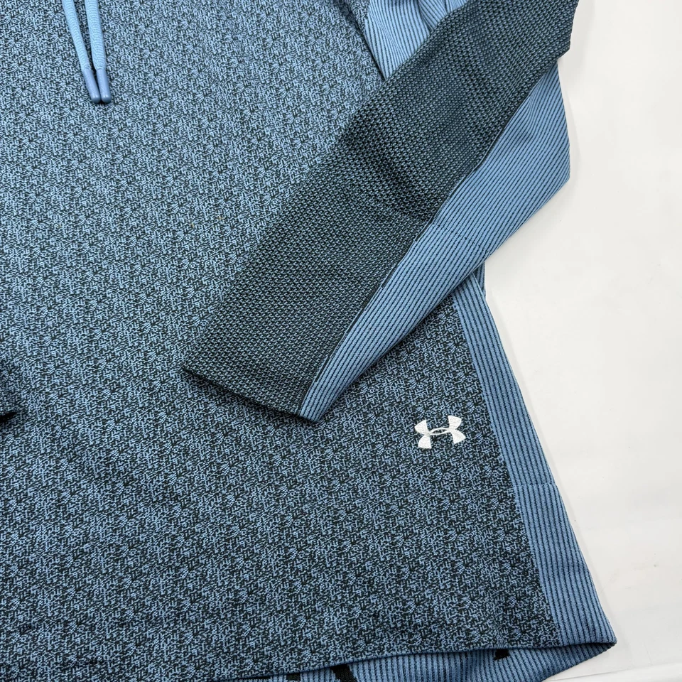 Under Armour Women's HeatGear Hoodie Size XL Blue Fitted Stretch Athletic Top - Image 3 of 4