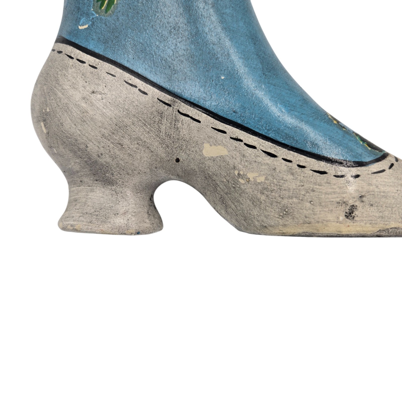 Plaster Victorian High Heel Boot Pincushion 7" tall