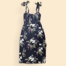 NWT Reformation Besse Midi Dress Isabella Black w Floral Tie Sleeve Size 2