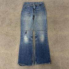 Vintage 70s Wrangler Jeans 29x33 Talon Zip Whiskered Made in USA Western Grunge