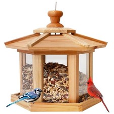 Elegant Cedar Hexagon Gazebo Bird Feeder - Squirrel Proof, 9.6" dia. x 8.7" h