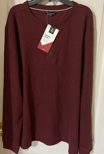 Member's Mark Men's Thermal Henley Long Shirt XLarge Soft Stretch Bordeaux NWT