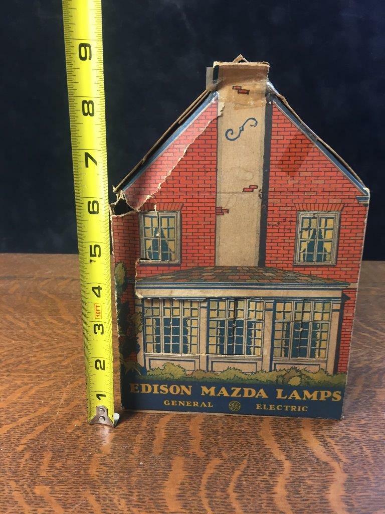 Vintage 1920s Edison Mazda Lamps Cardboard Paper House Light
