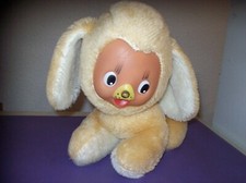 DDR Hund Spielzeug Gummigesicht gelb beige mit weiß