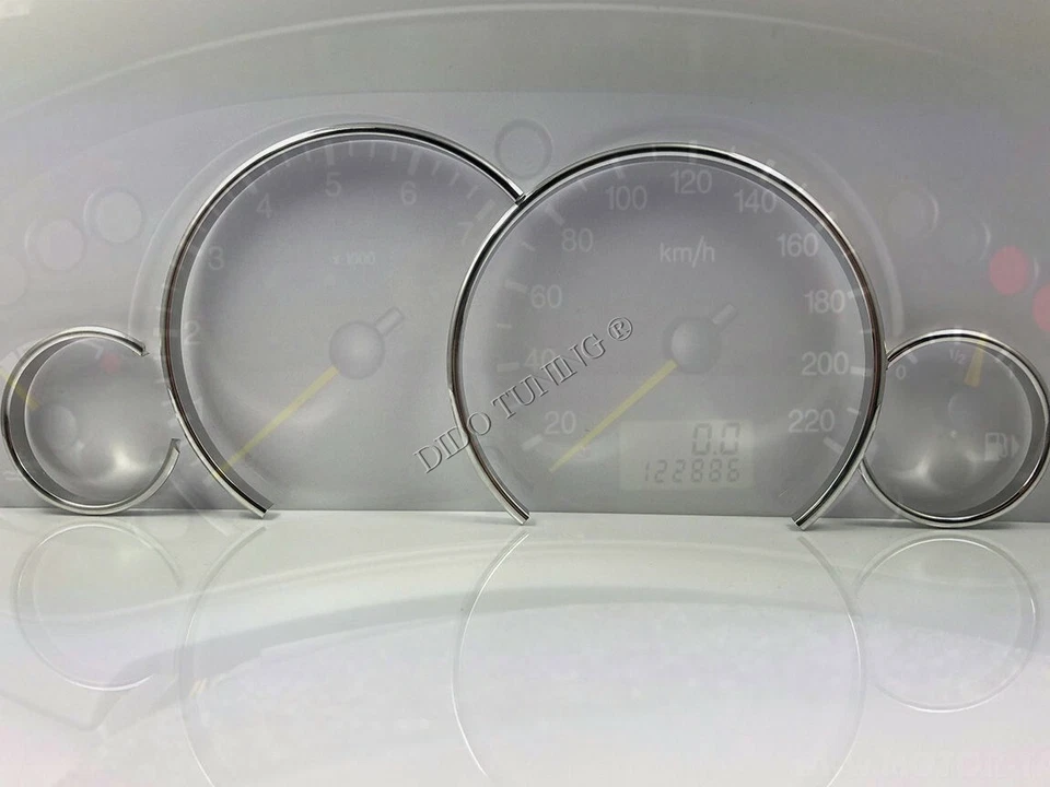 Cuadro de instrumentos x4 anillos de moldura de aluminio pulido para Ford Focus MK1 1998-2004 Foto 3 de 4