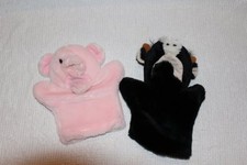 Farm Animal Puppets Cow  Pig Soft Velour Fleece set of 2 Excellent
