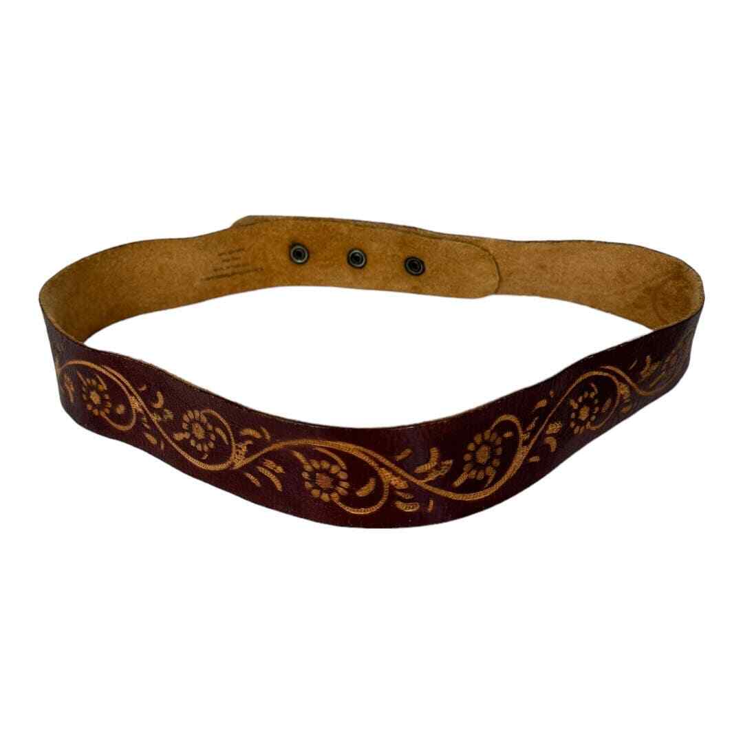Leather Belt brown western boho Handmade Embossed Leather Belt: Western Boho Style  main image 4