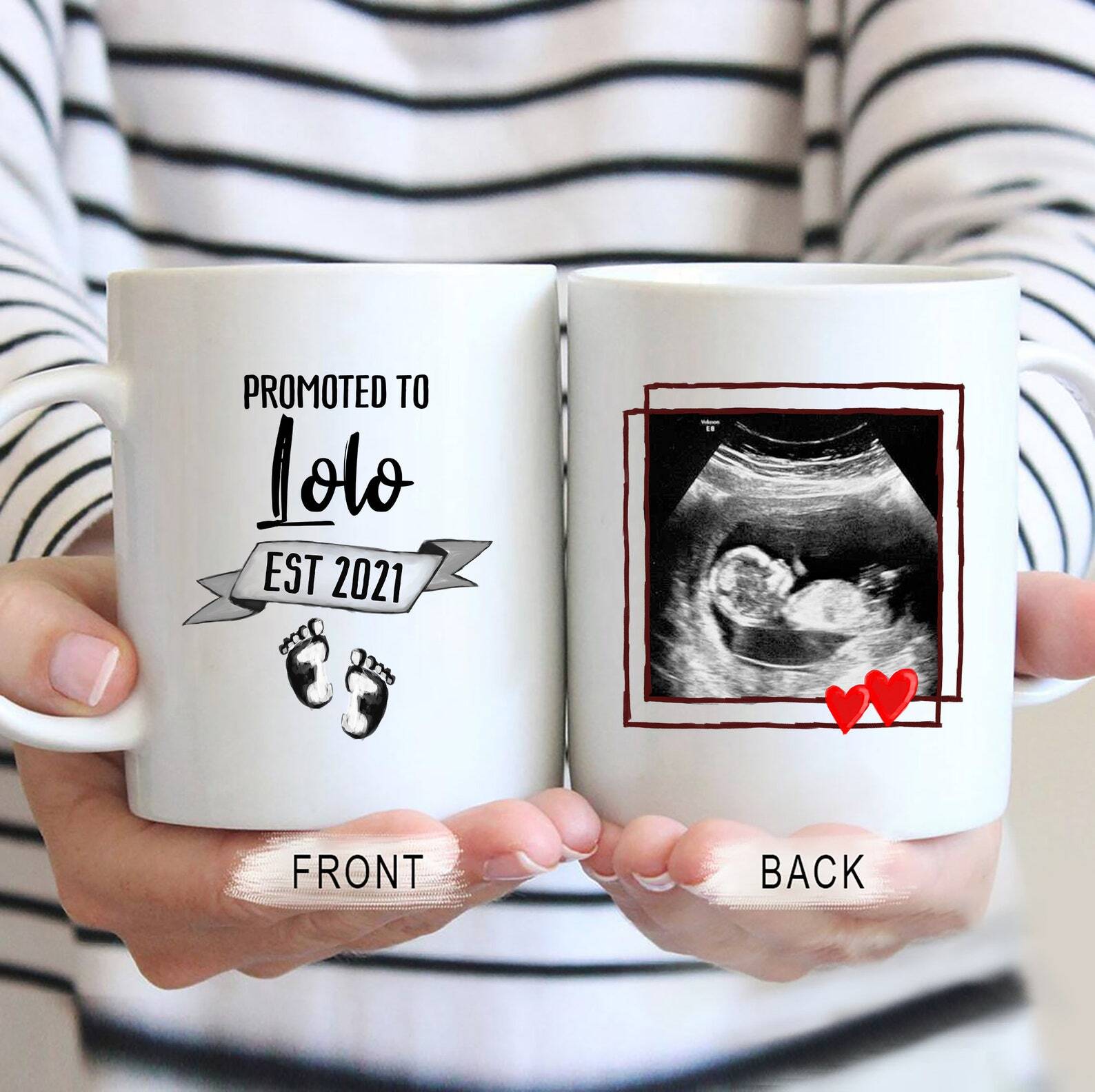 Promoted To Lolo Mug Personalized Ultrasound Gift Custom Pregnancy Announcement