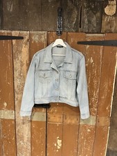 Trendyol Short Denim Jacket Coat Cotton Blue Women's Size Medium Button-up