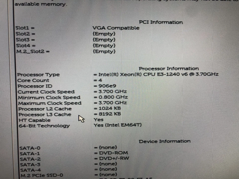 Dell Precision 3620 Intel Xeon E3-1240 v6 3.7 GHz, 4GB RAM, Quadro No OS/SSD/HDD - Image 3 of 4