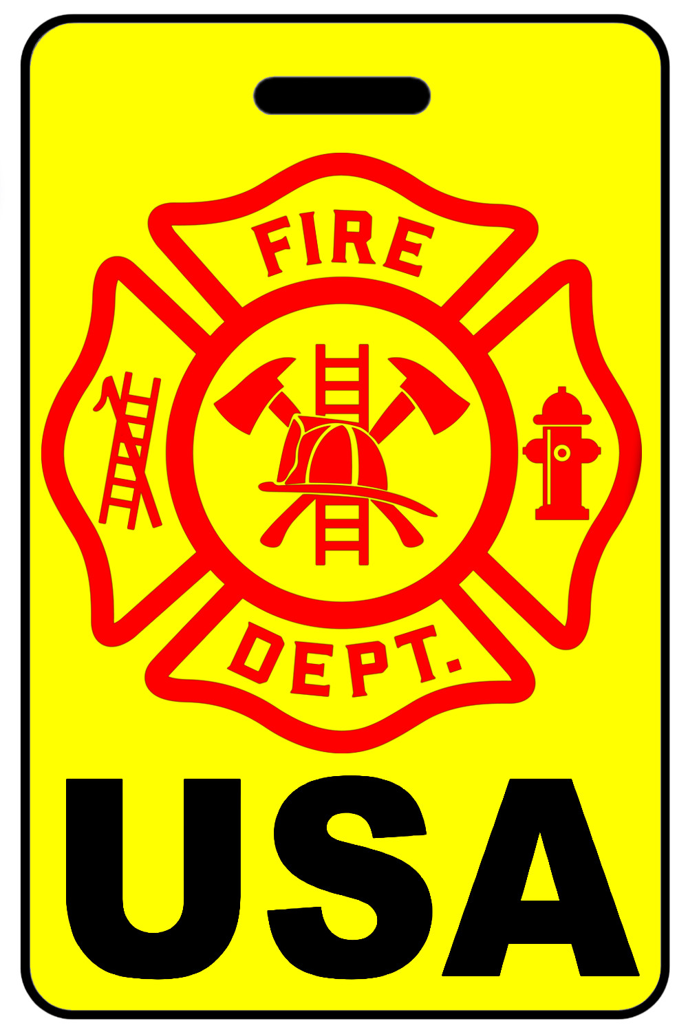 Personalized Safety Yellow USA Firefighter Cross Luggage/Gear Bag Tag