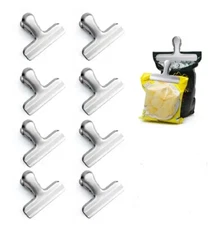 10‑Piece Stainless Steel Chip Clips 3″ Wide – Heavy‑Duty Food Bag Sealing Clips