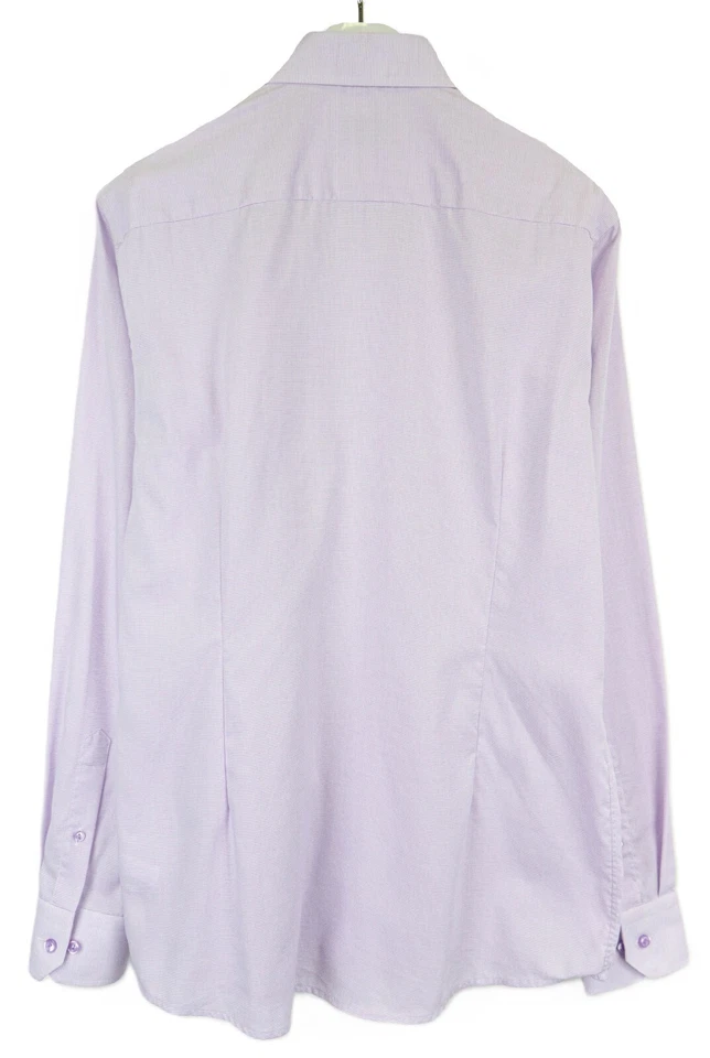 Camicia Formale Slim ETON In Twill Da Uomo 43/17 Collo Cutaway Viola Con Bottoni - Immagine 2 di 4
