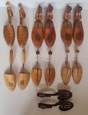 Lot Of 7 Pairs Of Wood Wooden Plastic Shoe Tree Shaper Sizer Stretcher King Size