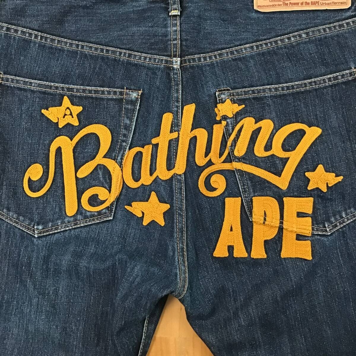 BAPE STA logo embroidered denim pants A Bathing Ape Size M | eBay