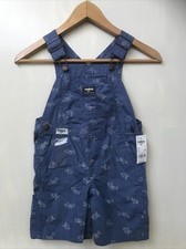 Osh Kosh Bgosh Vestbak Overall Blue Shark Print Shorts Size 4T Unisex NWT