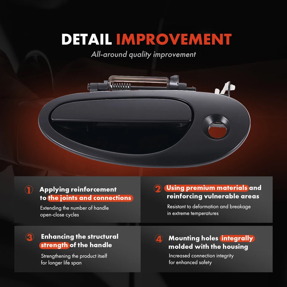 2x Front Left & Right Black Exterior Handle w/ keyhole for Chrysler Intrepid LHS - Image 3 of 4