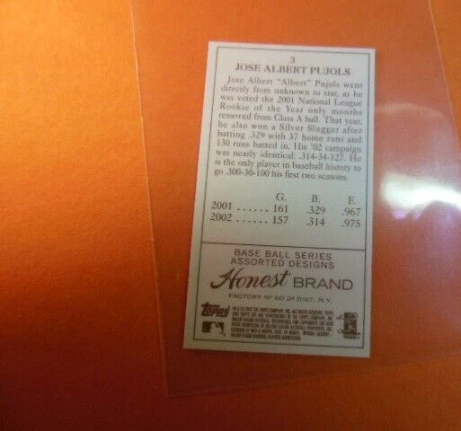 2003 Albert Pujols Topps 205 Honest Variation Back Mini #3 St. Louis Cardinals - Image 3 of 4