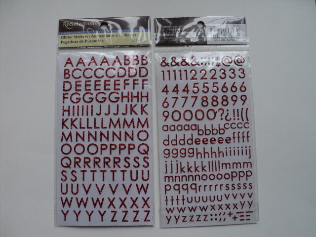 30 PACKS OF RECOLLECTIONS GLITTER ALPHABET STICKERS ""RED"" BNIP *NEW*