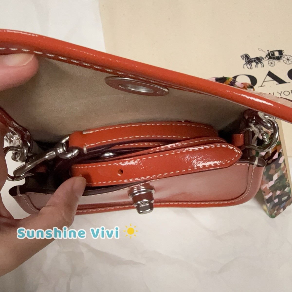 NWT Coach CQ853 DEEP ORANGE MINI Wavy Dinky Crossbody Bag