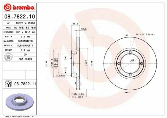 COPPIA DISCHI FRENO BREMBO ANT FOR CHEVROLET MATIZ (M200,M250) : 0.8