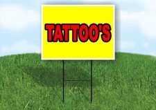 TATTOO'S Yellow Red 18x24 in Yard Road Sign w/ Stand