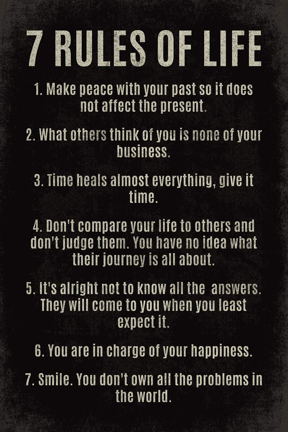 7 Rules of Life, Motivational Poster Print