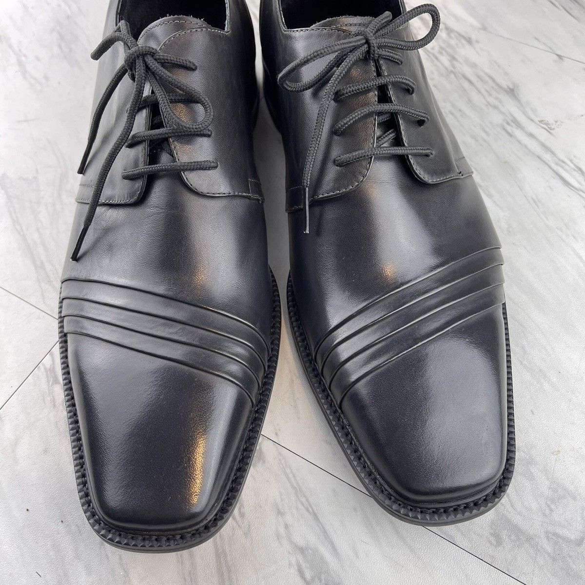 Stacy Adams Gray Leather Lace-Up Derby Dress Shoes Men\'s Size 12M Stacy Adams Gray leather dress derby Oxford shoes mens size  main image 4