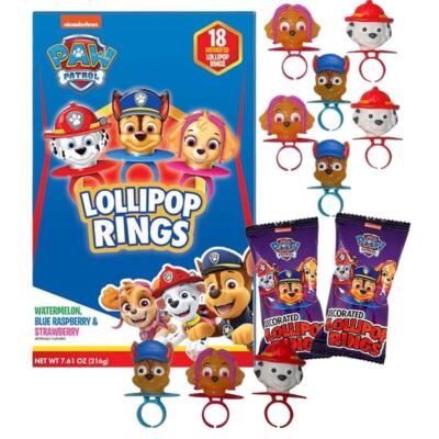 Paw Patrol Themed Lollipop Rings Kids Candy Birthday Party Favors 18 Count