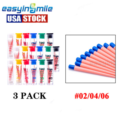 3PK Dental Gutta Percha Points Taper 02 04 06 for Endo Tip Root Canal Obturating