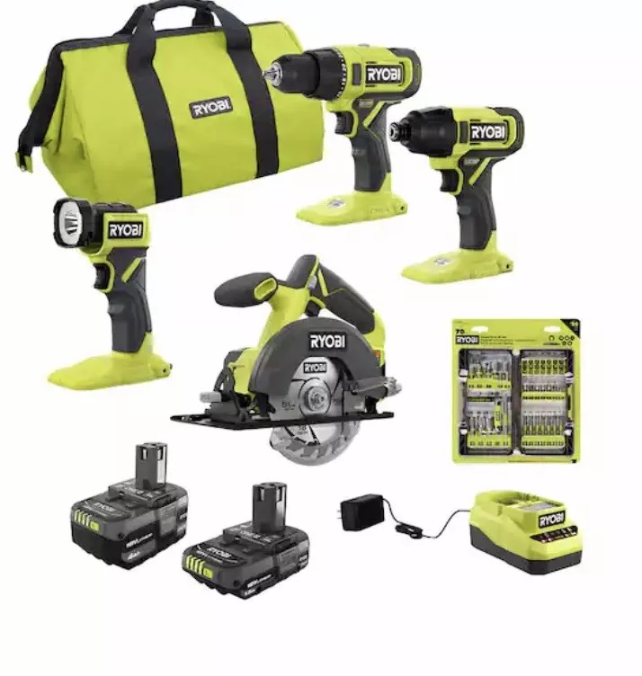 Seletøj Uganda spejder RYOBI PCL1400K2 ONE+ 18V Cordless 4-Tool Combo Kit w/ Batteries + Charger -  NEW | eBay