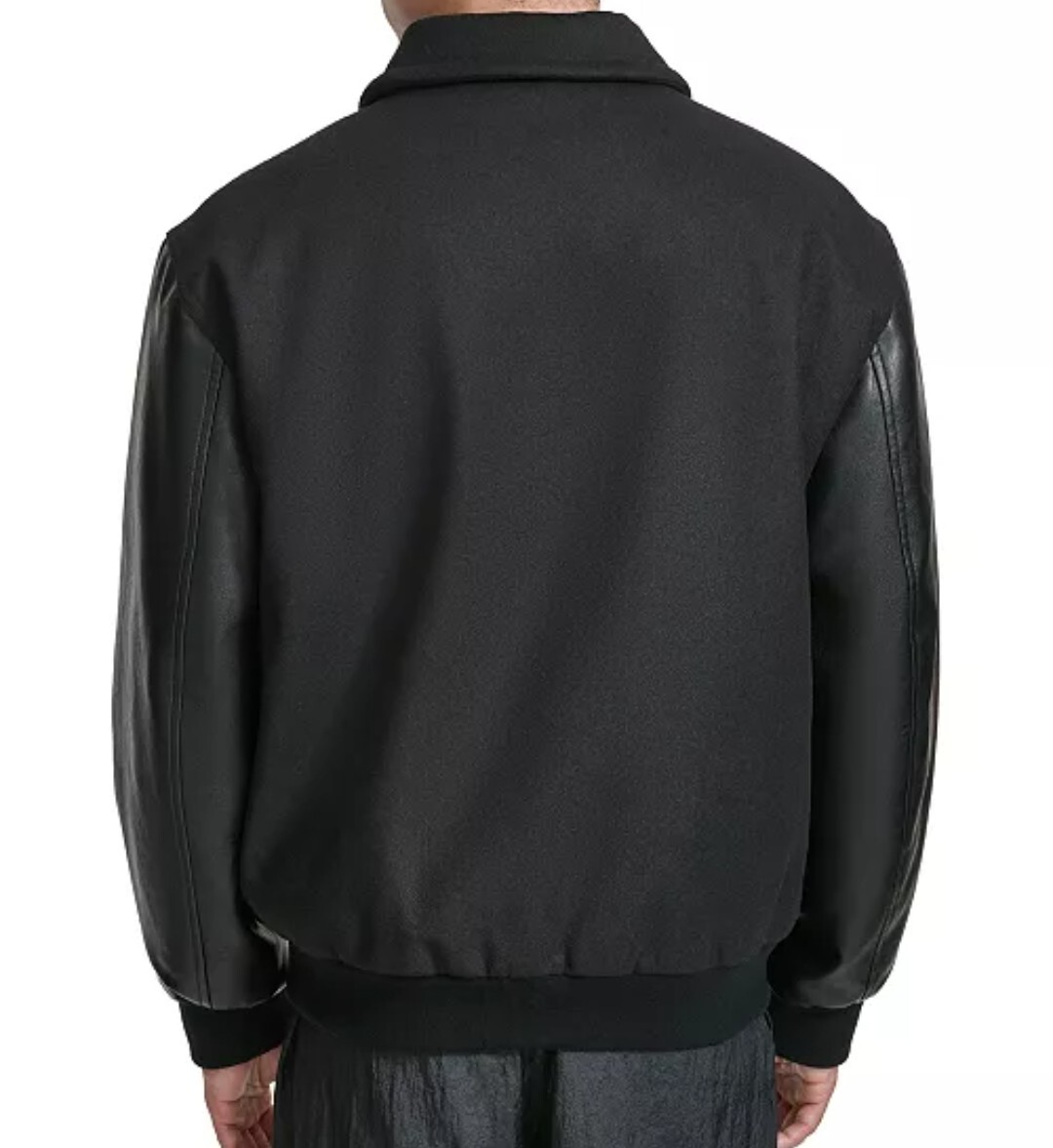 Champion Mixed-Media Logo Zip Men's Black Varsity Jacket New Champion Mixed-Media Logo Zip Men's Black Varsity Jacket New
