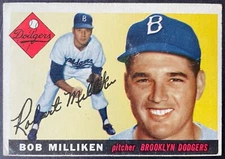 1955 Topps Baseball #111 Bob Milliken Brooklyn Dodgers Vintage MLB Card 