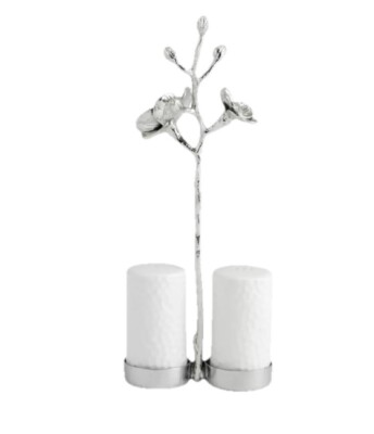 Michael Aram White Orchid Stand, Salt & Pepper Shakers Open Box Some Damage FAST