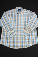 Wrangler Mens XXL Blue Brown Plaid Shirt Pearl Snap Long Sleeve Western Wrancher