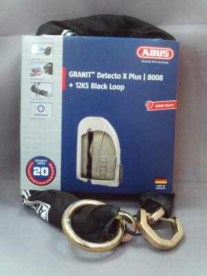 ANTI THEFT SECURITY Abus Granit Detecto 8008 Disc Lock & Black Loop Chain 16/60m