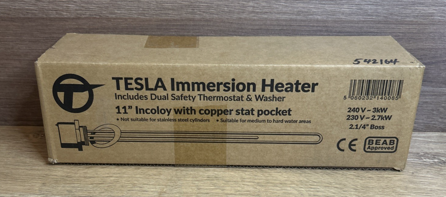 Tesla 11"" Immersion heater + Thermostat Incoly (Not S/Steel Cylinders) TIH540 - Image 2