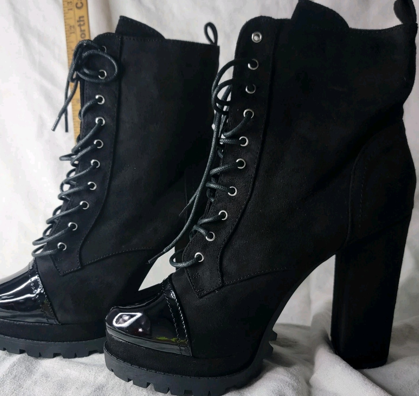 Fashion Nova Vivian-08 Black Suede Boots Women Size 10