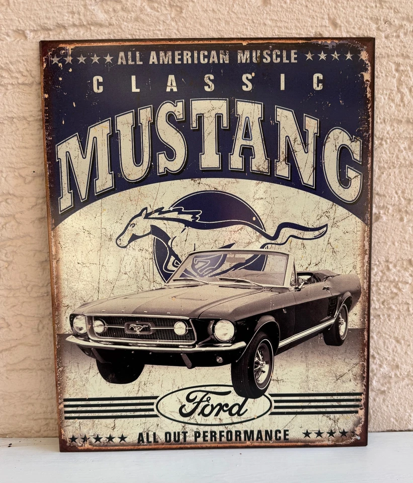 Original XXL US Blechschild Ford Mustang 41 x 32 cm Metallschild Retro Nostalgie - Bild 1 von 1