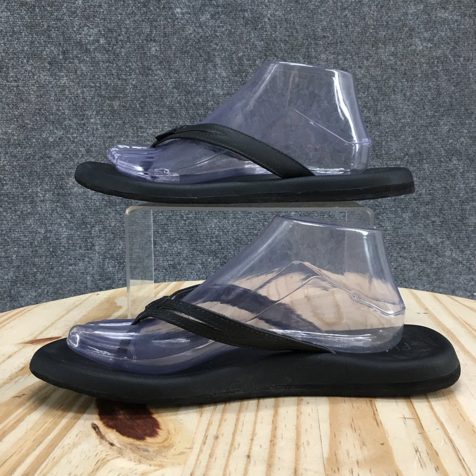 Босоножки Flojos женские 10 шлепанцев черные искусственная кожа носок повседневные туфли на плоской подошве - Изображение 2 из 4