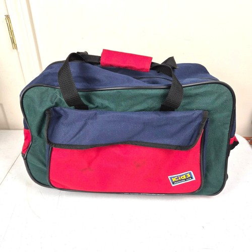 Kid's Travelers Club Rolling Duffel Bag With Handle Red Blue Green 20x12x9